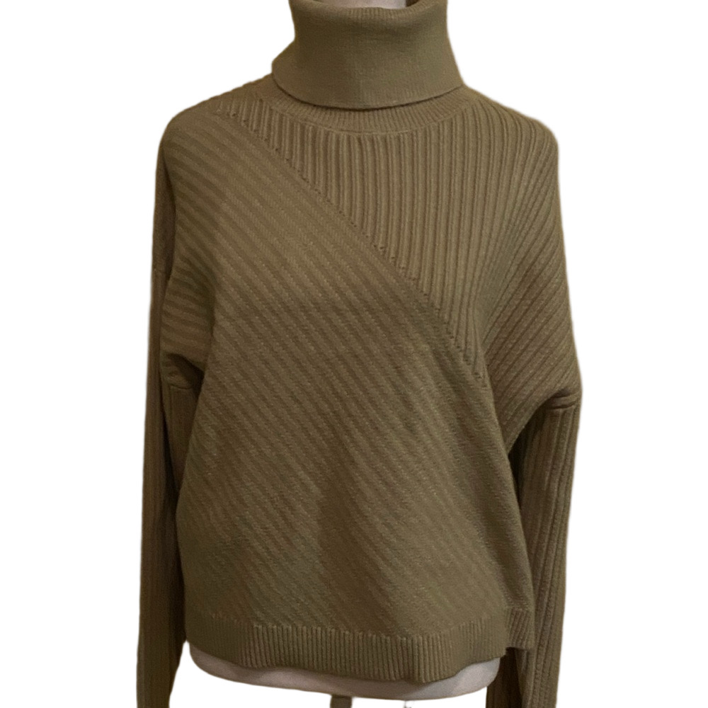 Magaschoni Olive Green Turtleneck Sweater Large NWT